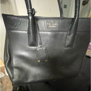 KATE SPADE NEW LUCCA DRIVE CANDACE BLACK LEATHER SHOULDER TOTE BAG